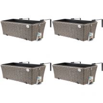 4x Maceteros para Balcón 60x20x19 11L Incl. Soporte de Montaje Jardinera de Terraza Exterior Maceta Colgante Crema - Casaria