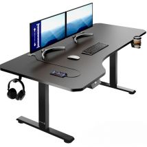 Casaria - Bureau électrique réglable en hauteur avec écran lcd 73-118cm bureau assis debout structure résistante ajustable 160cm Schwarz (de)