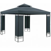 Casaria - Cenador Lorca de Jardín 3x3m Pabellón Pérgola Carpa Protección uv 50+ Repelente al Agua Doble Techo Sistema de Flujo de Aire Antracita