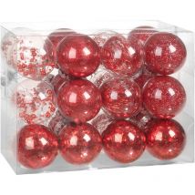 Christmas Baubles 24-Piece Set Shatterproof Transparent Plastic Ornaments Customisable Ideal for Tree Decorations and Festive Home Décor 8cm Red