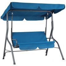 Columpio de Jardín Hollywood 140x112x150cm Toldo Ajustable Parasol Silla Hamaca Balancín para 2 Personas Banco Exterior carga hasta 200kg Azul