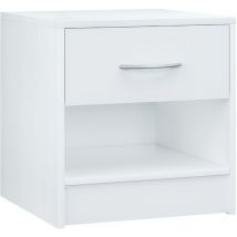 Comodino con Cassetto per Camera da Letto 41cm Altezza Comfort Comò Portaoggetti in Legno 41x39x28cm White (en) - Casaria