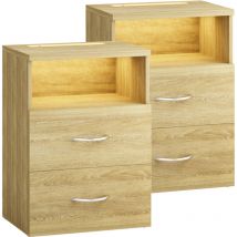 Comodino Touch con Illuminazione led 40x28x55cm Legno 2 cassetti Camera da letto Soggiorno Tavolino Comodini 2er Set sonoma eiche (de) - Casaria