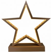 Casaria - Estrella de Navidad con luz led Adorno de madera 25x2,5x26cm Decoración navideña a pilas Marrón