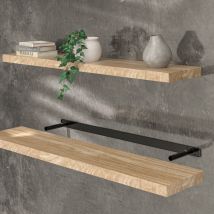 Casaria - Floating Shelves Including Bracket Wall Shelving Living Room Kitchen Bedroom Office 38mm Thick Hidden Wall Fixing 15kg Capacity mdf 110cm