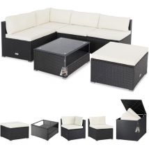 Gartenmöbel Set Lounge Inkl. Auflagenbox 318l Outdoor Mit Tisch Auflagen Sitzgruppe Wetterfest Polyrattan Terrasse Garten Balkonmöbel Creme - Casaria
