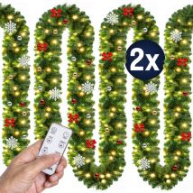Guirnalda de Navidad con LEDs 5m o 10m Decoración Navideña Interior y Exterior IP44 2x 5m 80LEDs geschmückt mit Fernbedienung (de) - Casaria