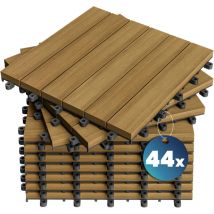 Holzfliesen FSC -zertifiziertes Akazien- Eukalyptusholz 30x30cm Fliese Stecksystem Mosaik zuschneidbar Terrasse Balkon Sets 44x Eukalyptus - Casaria