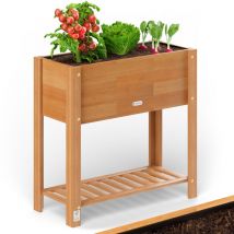Jardinière surélevée fsc Acacia Résistant aux intempéries Bois massif 2 niveaux Caisson de plantation potager m - Casaria