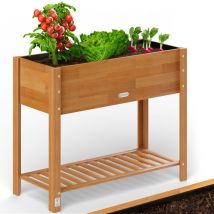 Jardinière surélevée fsc Acacia Résistant aux intempéries Bois massif 2 niveaux Caisson de plantation potager l - Casaria