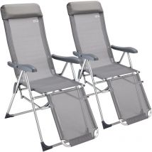Casaria - Set de 2 Sillas plegables de Aluminio con respaldo alto reclinable transpirable tumbona para jardín balcón terraza