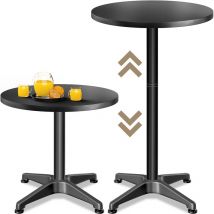 Mesa Alta Bar 2en1 Plegable Altura Regulable 70cm/115cm Aluminio Acero Inox. ø 60cm Negro Bistro Fiesta Jardín Black (en) - Casaria