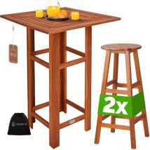 Flivastore - casaria Mesa de Bar con Taburetes Interior Exterior Madera de acacia 110 x 75 x 75 cm Resistente a la intemperie Rústica Maciza Jardín