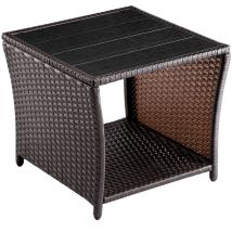 Mesita Auxiliar de Poliratán con tablero wpc 45x45x40cm Mesa Balcón Terraza Mueble de Jardín Altura Ajustable Marrón - Casaria
