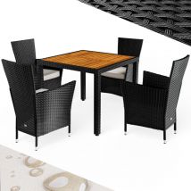 Mobili da giardino Polyrattan 4 sedie da giardino impilabili 90x90cm Tavolo da giardino in legno di acacia terrazza esterno - Casaria
