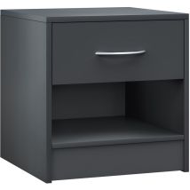 Nachttisch Mit Schublade Bett 41cm Komforthöhe Ablage Schlafzimmer Nachtschrank Nachtkästchen Nachtkommode Holz 41x39x28cm Anthrazit - Casaria