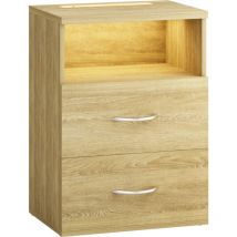 Nachttisch Touch mit led Beleuchtung 40x28x55cm Dimmbar Holz 2 Schubladen Boxspringbett Schlafzimmer Wohnzimmer Beistelltisch Nachtschrank sonoma