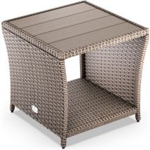 Polyrattan Tavolino wpc Piano del tavolo 45x45x40cm Altezza regolabile Resistente alle intemperie Giardino esterno Terrazza Balcone Tavolino da
