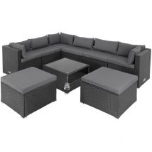 Casaria - Salotto ad Angolo da Giardino xxl Polyrattan Divano Esterno Posizionabile Liberamente Lounge Nero/antracite