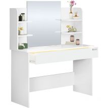 Casaria - Schminktisch Lucia 140x110x40cm Spiegel Schublade led Beleuchtung 3 Fächer Ablagen Schlafzimmer Frisiertisch Schminkkommode Make-up Holz