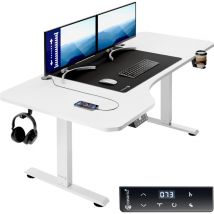 Casaria - Scrivania Elettrica Regolabile in Altezza con Tappetino Mouse 160x75cm Display lcd 73-118cm Acciaio Tavolo Pc da Gioco 160cm weiß (de)