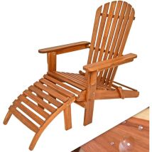 Sedia Prendisole Adirondack Inlc. Poggiapiedi Richiudibile Legno di Acacia Seduta Arrotondata Braccioli Ampi Sdraio Mare - Casaria