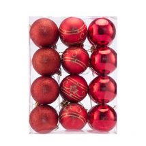 CASARIA Set de 24/48 Bolas para árbol de Navidad Ø6cm Decoración variada Adorno navideño - Varios colores Red 24 pcs Set (en)