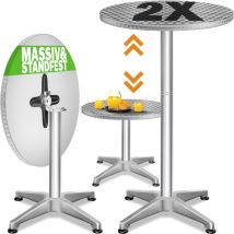 CASARIA Set di 2 tavoli da bar pieghevoli regolabili in altezza 70cm / 115cm Alluminio Rotondo Ø 60cm Resistente alle intemperie Tavolo da bistrot