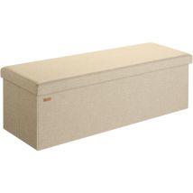 Sitzbank mit Stauraum Faltbar Gepolstert Deckel Schlafzimmer Wohnzimmer Flur Sitztruhe Truhenbank Polsterbank xl - Beige - Casaria