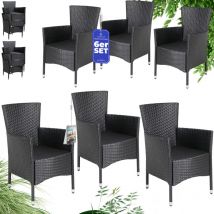 Stackable Rattan Garden Chair Set, Weatherproof, Adjustable, 160 kg Load Capacity, Garden, Patio, Balcony, Armchair 6 pcs set - Casaria