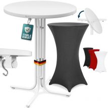 Casaria - Stehtisch Klappbar mit Husse 70x110cm Rund Hoch Stabil Metall Pulverbeschichtet Hochtisch Bistrotisch Partytisch Weiß Grau