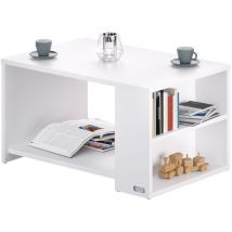 Table basse rectangulaire 90x59x48 cm Table de salon 50kg Table basse moderne design avec rangement Blanc - Casaria