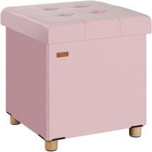 Tabouret cube en velours espace de rangement Pouf 40 x 40 x 40 cm Coffre de rangement Repose-pied siège Rosa (de) - Casaria