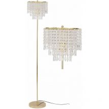 First Choice Lighting - Cascada - Gold and Acrylic Crystal Jewelled Floor Lamp - Polished gold plate and clear acrylic