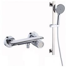 Cascade salle de bain baignoire mitigeur gris mitigeur de bain avec douche 3 Mode robinet mural bain douche salle de bain mitigeur,Argent