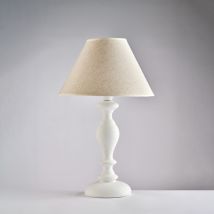 Bonetti Illumina - Cascina - Lampe Shabby en bois blanc 1 lumière avec abat-jour dm.35 H.57 - Ø35 - BL265-LM-BCO