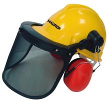 Casque avec visière, écran facial en maille et protecteur auditif
