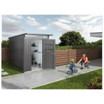 Biohort - caseta cobertizo metalica avantgarde A2 color gris cuarzo metalizado puerta estándar