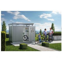 Caseta cobertizo metalica Biohort highline H5 color gris cuarzo metalizado puerta estándar