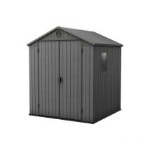 Keter - Caseta Jardín darwin 6x6 exterior cobertizo almacenamiento ordenación madera resina alta resistencia evotech 190x183x221 WxDxH cm