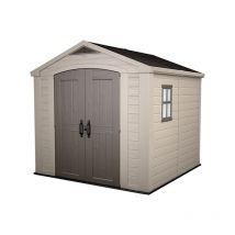 Caseta de Jardín Factor 8X8 cobertizo de almacenamiento exterior ordenación acero metal madera resina 254x255x243 WxDxH cm - Keter