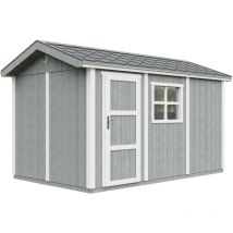 Timbela - Caseta de jardín de calidad premium 8,68 m²-L412xW250cm - Construcción con paneles lp Smartside - con Suelo y Tejas Bituminosas M914-CAVERN