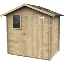 Alce - Caseta de Jardín Bh16 Livia 198x130 de Madera de abeto natural 16 mm con puerta simple y ventana frontal, techo y suelo OSB3, montaje fácil,