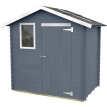 Alce - Caseta de Jardín Bh16 Livia 198x130 de Madera de abeto natural 16 mm pintada en gris con puerta simple y ventana frontal, techo y suelo OSB3,