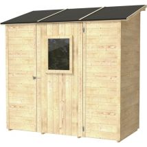 Bricoshop24 - alce - Caseta de Jardín Vaniglia Addossata 207x102 de Madera de abeto natural 19 mm con puerta con ventana, techo y suelo