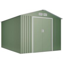 Wasabi - Caseta de metal Light Green 8,08m2 - Garantía 10 años - 313x258x202cm Cobertizo jardin