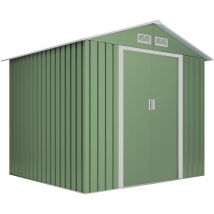 Wasabi - Caseta Jardín Exterior 5,27m2 Light Green - Puerta Corredera Doble - Cobertizo metálico de almacenamiento