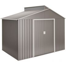 Hoggar - Caseta Metálica de Jardín 5,44m2 - 282x192x222cm - Acabado Metalizado Premium - Tragaluz de Policarbonato - Puerta Corredera Doble