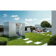 Biohort - caseta metalica jardin neo 2D doble puerta color plata metalica