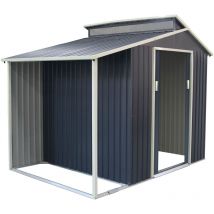 Caseta Metálica Gardiun Marlow con Porche 6,85 m² Exterior 355x193x237 cm Acero Galvanizado Gris Antracita